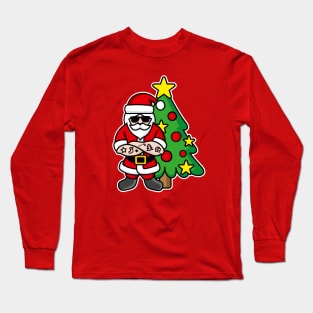 Hipster ROCK Santa Claus tattoo Christmas tree Long Sleeve T-Shirt